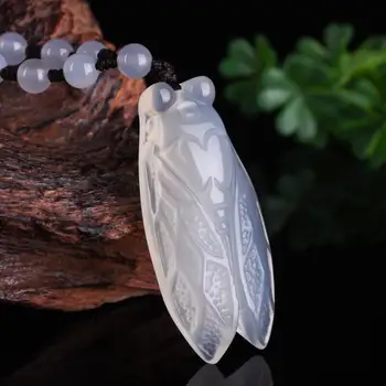 

Natural Agate Cicada Chalcedony Jade Pendant Beads Necklace Charm Jewellery Fashion Hand-Carved Man Woman Luck Gifts Amulet New