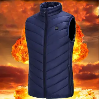 

Winter Outdoor Men Thermal Vest Usb Heating Vest Winter Thermal Cloth Feather Camping Hiking Warm Jacket Chaleco Calefactable