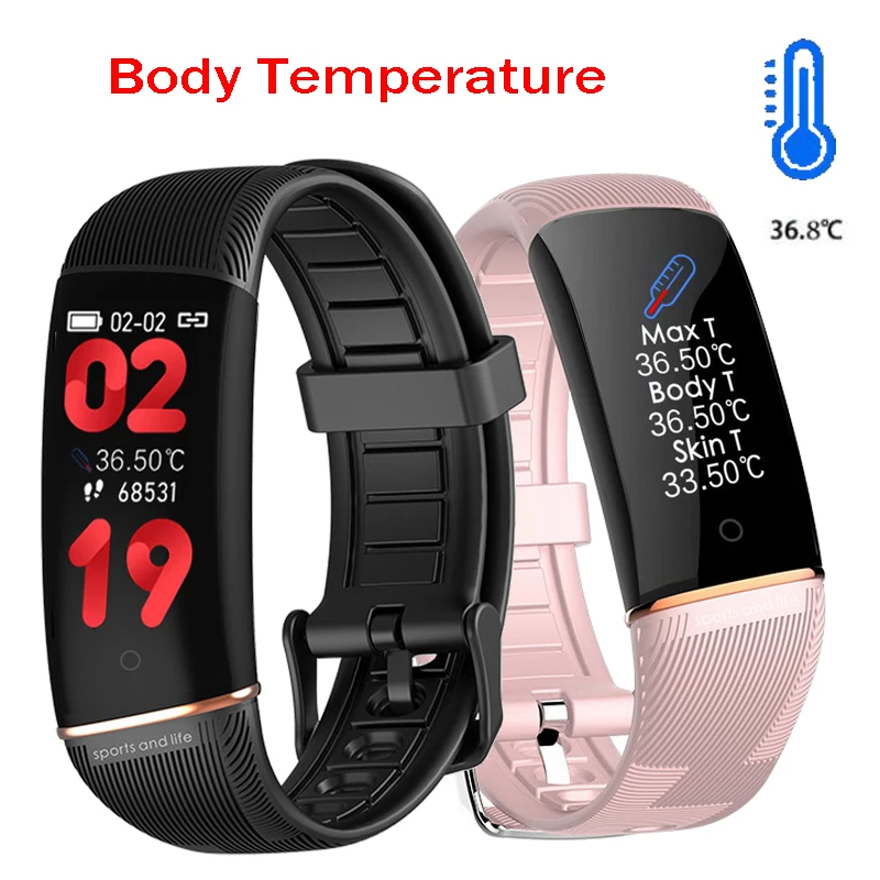 

E98S Body Temperature Smart Watch/Band Blood Pressure Heart Rate Monitor Women Watches Thermometer Smartband Bracelet PK M5 M6
