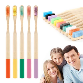 

1PC Bamboo Charcoal Toothbrush For Oral Health Low Carbon Medium Soft Bristle Wood Handle Toothbrushes Care Tools TSLM1