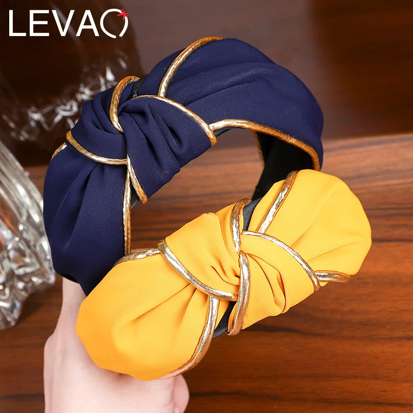 LEVAO 4 см широкий ободок для волос Модный золотой Девушки Женщины аксессуары
