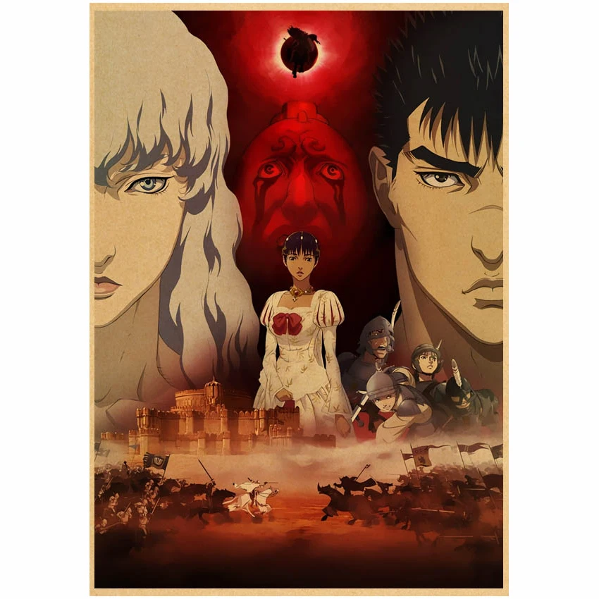 Japonês Anime Berserk Posters Cartoon Gráfico Kraft Papel