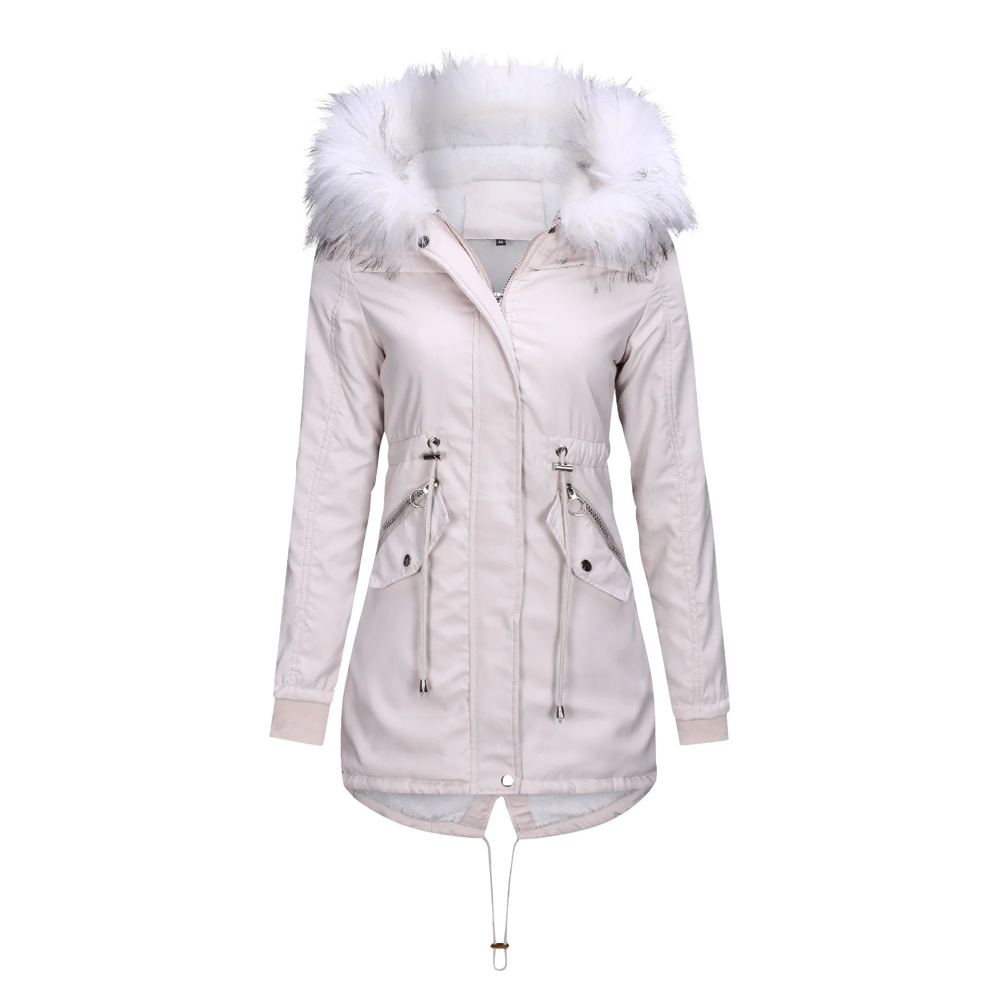 WindTaste зимние женские походные флисовые Длинные куртки для спорта на открытом воздухе, кемпинга, рыбалки, скалолазания, женские пальто с капюшоном KB120 - Цвет: White