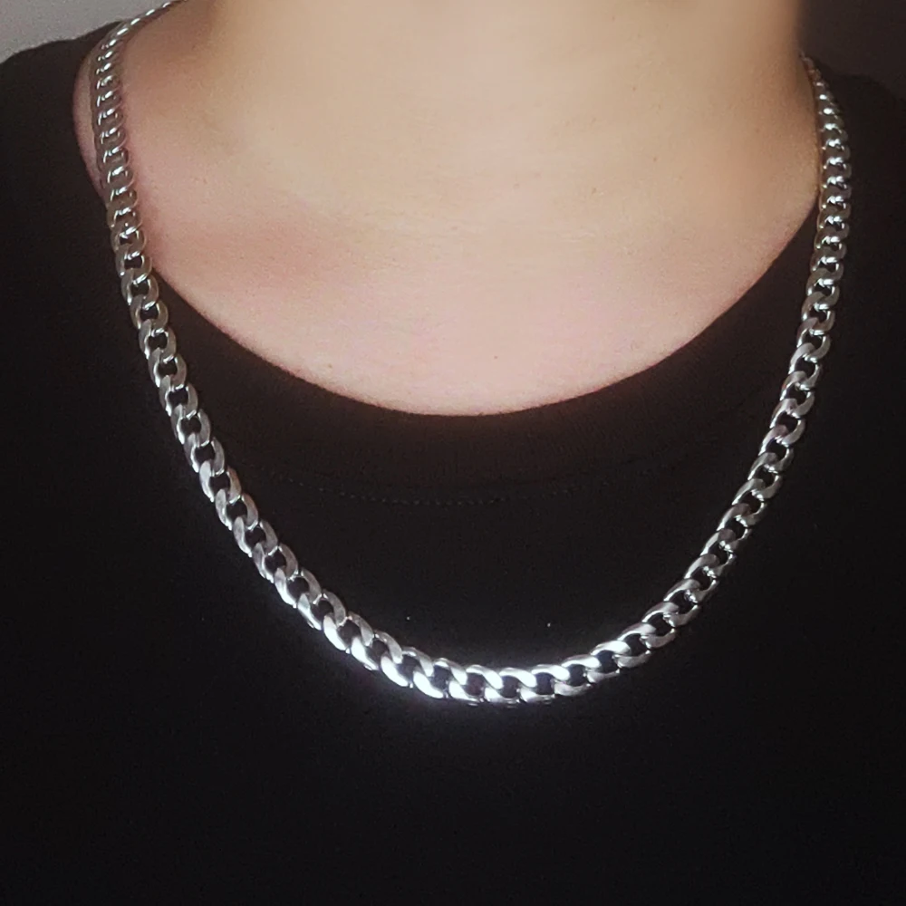 Necklace Chain Cuban Link Trendy Gold Silver Color Jewelry Titanium