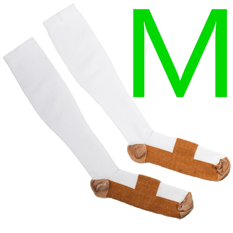 white-M Медный чулок облегчение Анти-усталость Компрессионные Мужские носки устали Achy унисекс анти усталость медные чулки - Цвет: white-M