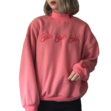 Модные женские толстовки осень зима корейский стиль пуловер милый розовый синий Вышивка буквы Сердце kawaii Толстовка