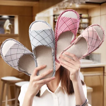 

STONE VILLAGE Household Linen Slippers Women Summer Home Slippers Spring And Autumn Non-Slip Soft Bottom Floor Slippers Shoe