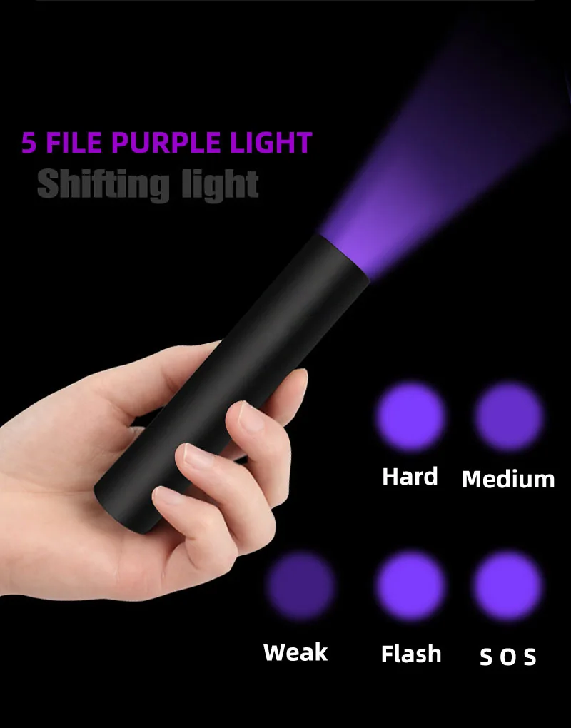 Фиолетовый свет лампа обнаружения Uv365nm фонарик фиолетовый оптический флуоресцентный обнаружения кошка мха лампа банкнот лампа uv, дерево факел