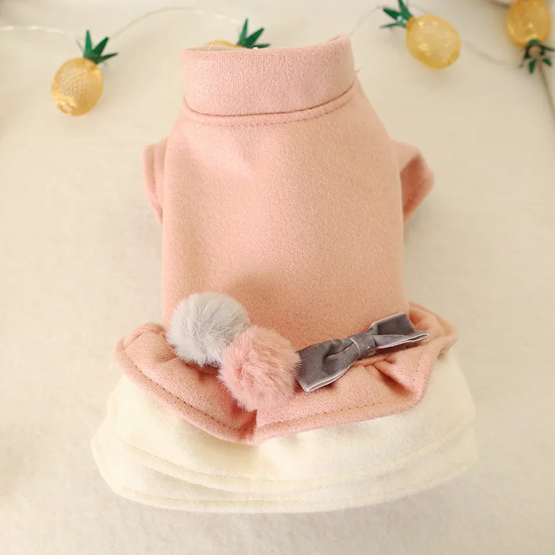 

Bows Girl Luxury Cat Puppy Dress Winter Warm Pet Dog Dresses Small Animal Puppyy Chihuahua Yorkies Skirt Clothes Vestido Perro