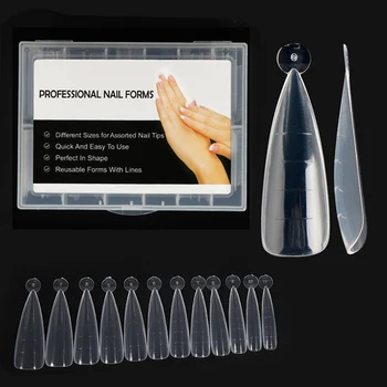 

120pcs/set Extra widen False Nails Forms Stiletto Tips Sharp End Stilettos Fake Nail UV Gel Manicure Easy Apply Salon