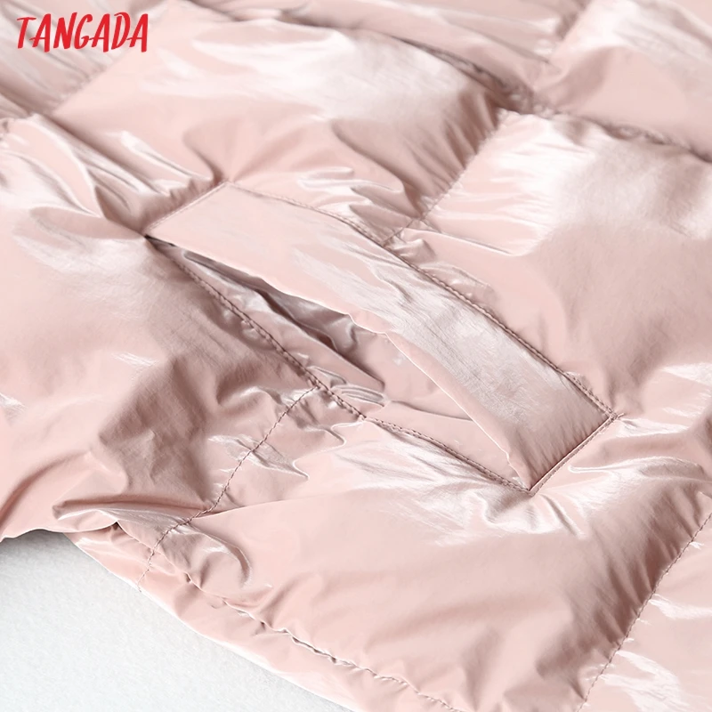 Tangada, женские розовые длинные парки больших размеров, толстые, с длинным рукавом, на молнии, с карманами, женское теплое корейское зимнее пальто, модное 2E01