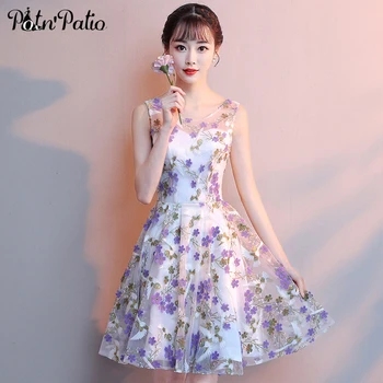 

Elegant Lace Short Evening Dresses 2020 O-neck Sleeveless A-line Plus Size Homecoming Dresses