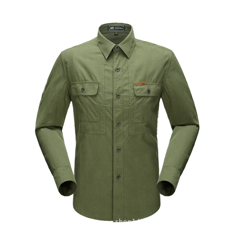 

Military Quick-drying Men's Cotton Army Green Tactical Clothing Outdoor Camping Long-sleeved shirts Turn-down Collar Large Size