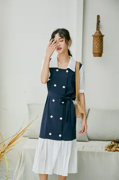 

Dress Women Polyester Cotton Loose O-neck Short Regular None Special Offer New Free Shipping 2020 Summer Design Up Waist Dress