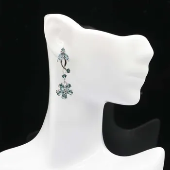 

SheType 5.2g Elegant London Blue Topaz Flower Gift Girls 925 Solid Sterling Silver Earrings 35x12mm