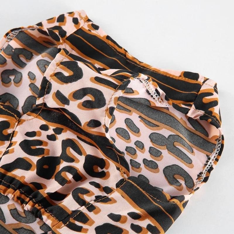 Pet Dog Clothes Spring& Summer Dog Dress Pet Leopard Print Vest Shirts Lace Dress Fashion Striped Print Dress Clothing XS-L