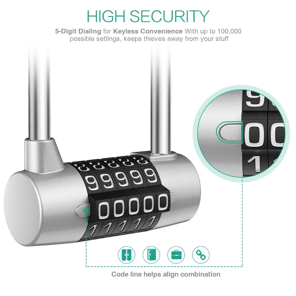 Oria-fechadura combinada com fechadura de 5 dígitos,