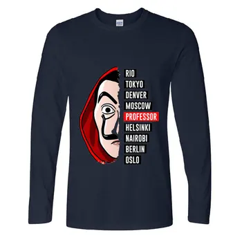 

Long Sleeve T Shirt Men Funny Design La Casa De Papel T Shirt Money Heist Tees Tv Series Tshirts Short Sleeve House of Paper