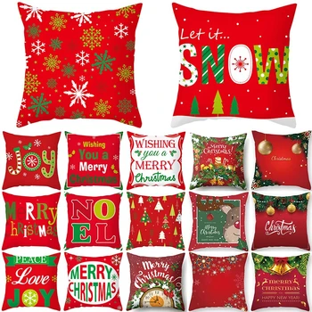 

1Pcs Christmas Tree Gift Pattern Cushion Cover Polyester 45*45cm Decorative Pillowcase New Year Sofa Bed Home PillowCover 40993