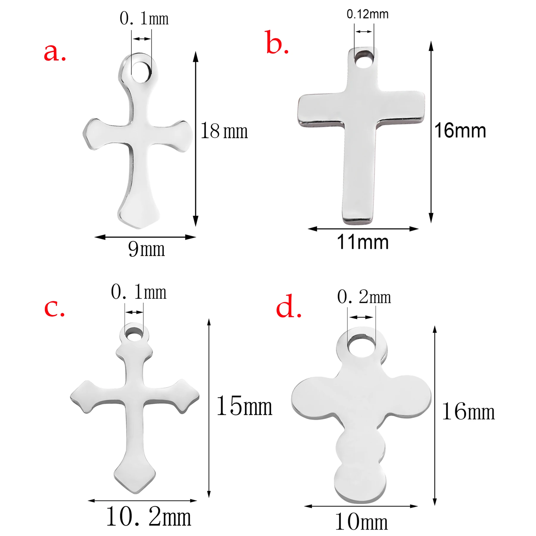 25Pcs/Lot Stainless Steel Cross Pendant Charms Bracelet Necklace DIY Jewelry Making Handmade Accessories Findings 6