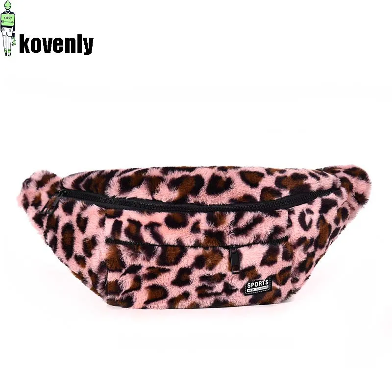 

Lady's Chest Bag Winter Faux Fur Belt Bag For Women 2019 Fashion Leopards Grain Fanny Pack Girl Street Style Plush Waist Bags