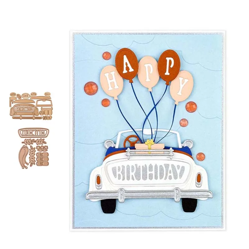 

JC Metal Cutting Dies Scrapbooking Car Happy birthday Stencil Craft Paper Knife Mould Blade Punch Card Make Die Cut 2020 New Die