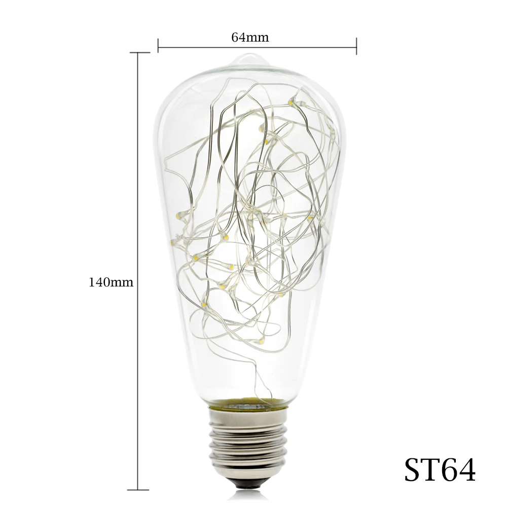 E27, креативный светильник Эдисона, лампа 220 В, красочные мигающие декоративные лампы, медный провод, светильник, s лампочка для рождественского декора - Испускаемый цвет: ST64