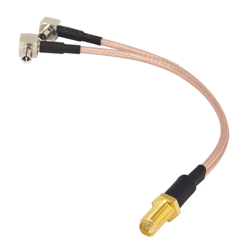 

50 Pieces RP SMA Female to Y type 2 X TS9/CRC9 Male Connector Splitter Combiner Cable Pigtail RG316 15CM