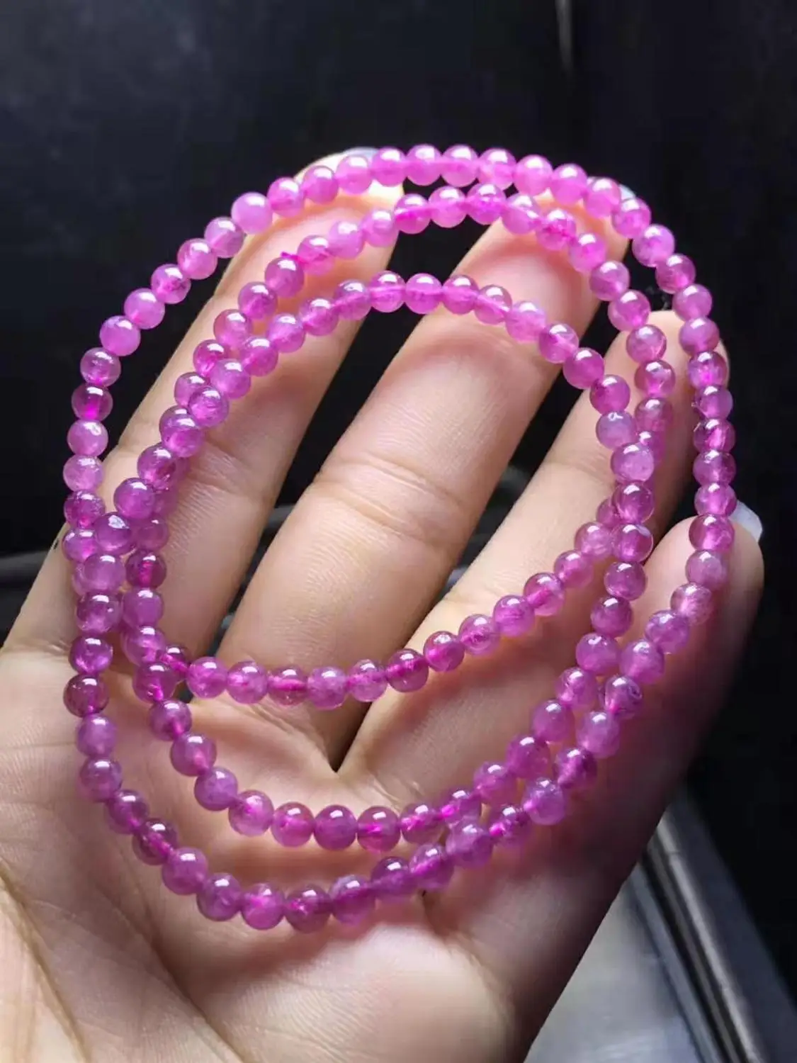 

Natural Pink Tourmaline Crystal Clear Round Beads Bracelet Red Beads For Women Men 4mm From Brazil AAAAA