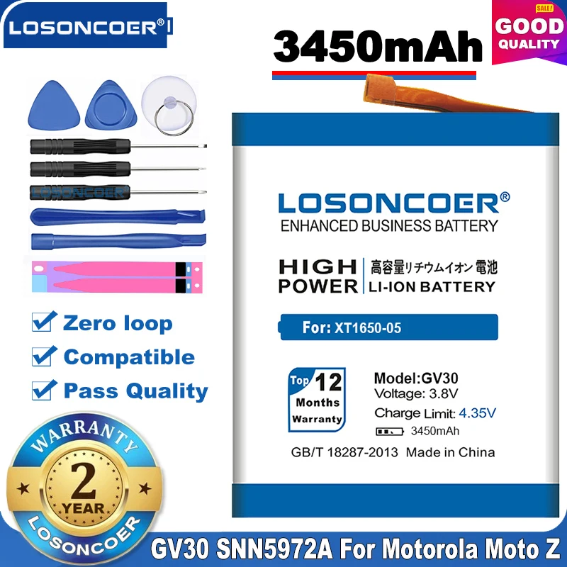 Аккумулятор LOSONCOER GV30 3450 мАч 100% оригинал SNN5972A для Motorola Moto Z GV40 батарея v30