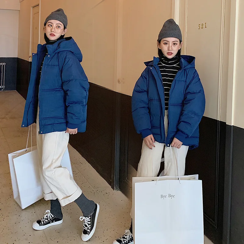 

2018 Autumn And Winter New Style Short Hooded down Coat Korean-style Students Loose-Fit down Jacket Cotton-padded Clothes Coat W