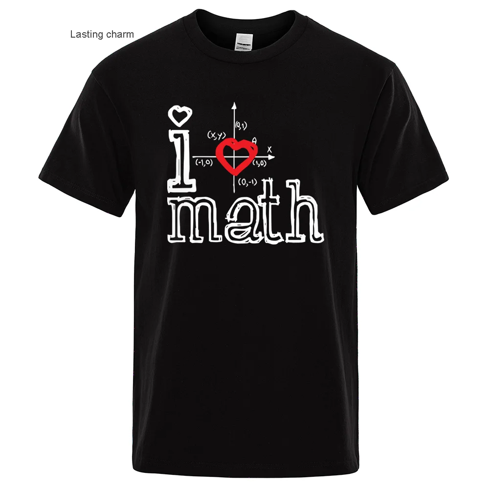 Fashion Print T-shirts Men Sho Mouwen I Love Math O-ne Loose Brand Ts 2021 Newt Mathematical T-shirt | Мужская одежда