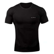 Новая брендовая одежда, облегающая хлопковая футболка для мужчин s alpha, футболка для фитнеса, Мужская футболка для тренировок, мужские летние футболки для фитнеса