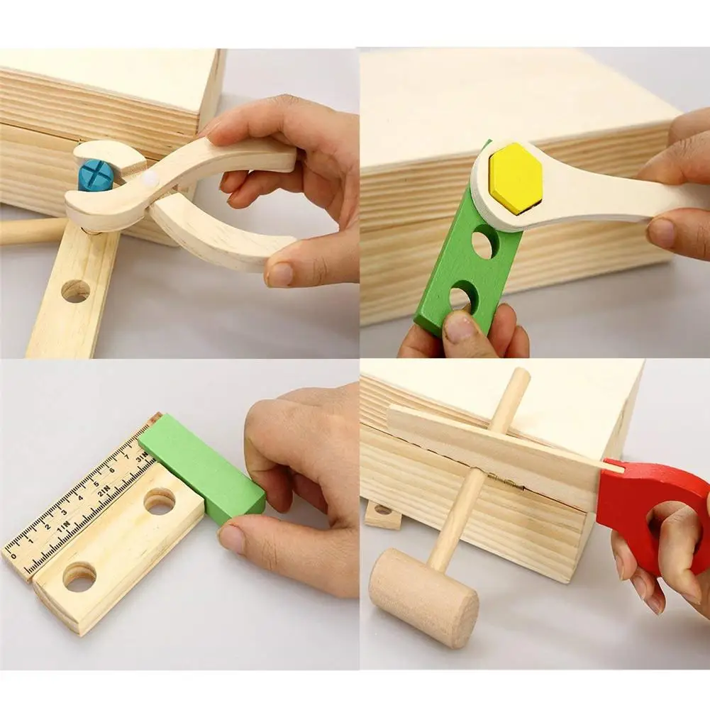 Хоббилан многофункциональный портативный деревянный DIY имитировать набор инструментов сборки головоломки игрушки для детей