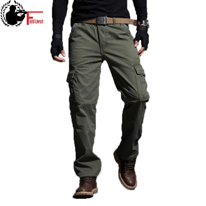 Мужские утолщенные брюки бархатные зимние теплые джоггеры мужские армейские