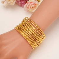 65mm 24K gold plated  Bangles Ethiopian Africa Fashion Gold Color Bangles For Women African Bride Wedding Bracelet Jewelry Gifts 1