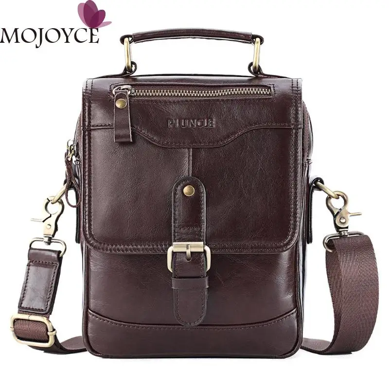 

Genuine Leather Men Shoulder Messenger Bag Male Solid Color Cowhide Handbags Casual Pouch Zipper Top-handle Bags