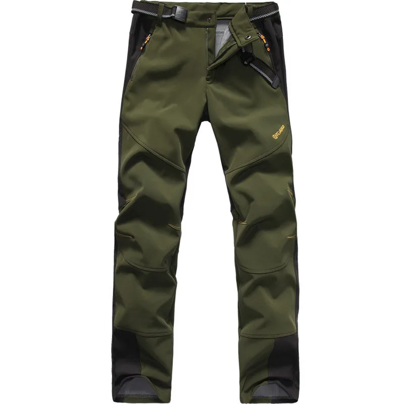 Men Army green Мужской и женский теплый флис для походов ветрозащитные водонепроницаемые брюки уличные мягкие брюки Кемпинг Альпинизм Лыжный треккинг брюки - Цвет: Men Army green
