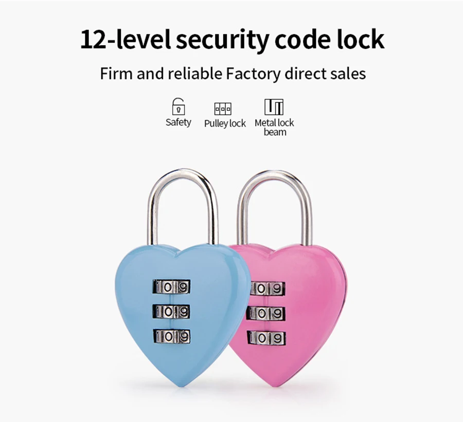 Love bag pendant lock Cute luggage password pendant lock Multi-color optional password small padlock