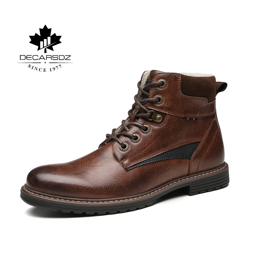 

22019 warm Winter Boots Men Fashion High quality Ankle Botas Round head watertight Black Snow Bootsdesign Handmade Men's Boots
