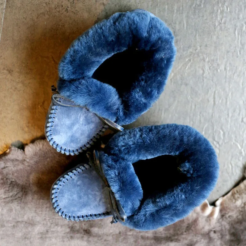 Г., водонепроницаемые женские туфли на плоской подошве из натуральной кожи Удобные зимние теплые ботинки на натуральном меху модная Нескользящая женская обувь - Цвет: DARK BLUE