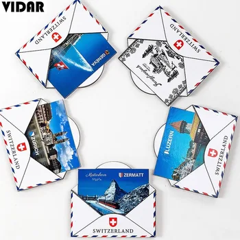 

VIDAR Switzerland Jungfrau Zurich Geneva Tourist Souvenir Envelope Soft Magnetic Creative Fridge Magnet Wooden Magnet