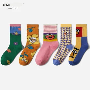 

New spring and summer sesame street cartoon original traditional style men women in the same tube socks