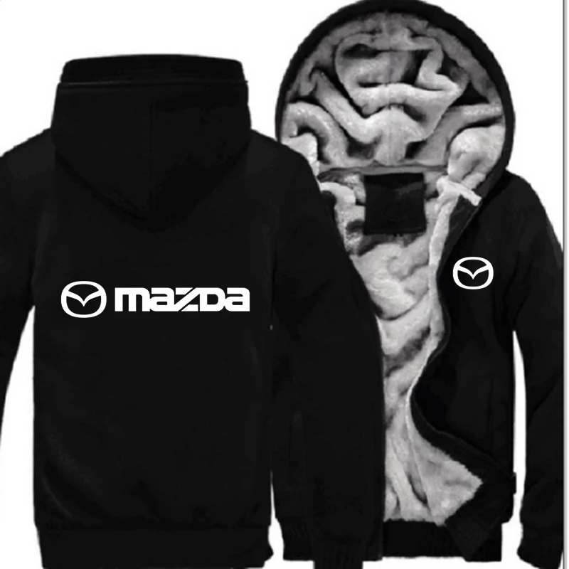 Новинка, зимняя мужская толстовка на молнии, куртка, марка Mazda Fashtion, белый цвет, утолщенная удобная толстовка, теплая куртка