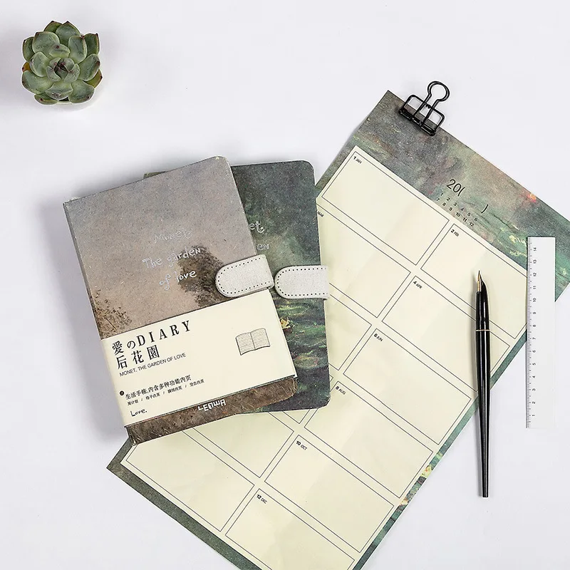 LEnWA Monet Love Back Garden Hardfacing ручная записная книжка с толстым магнитным покрытием