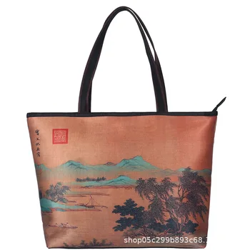 

Fashion Exquisite Shopping Bag Retro China style Casual Women Totes Shoulder Bags PU leather Chain Handbag