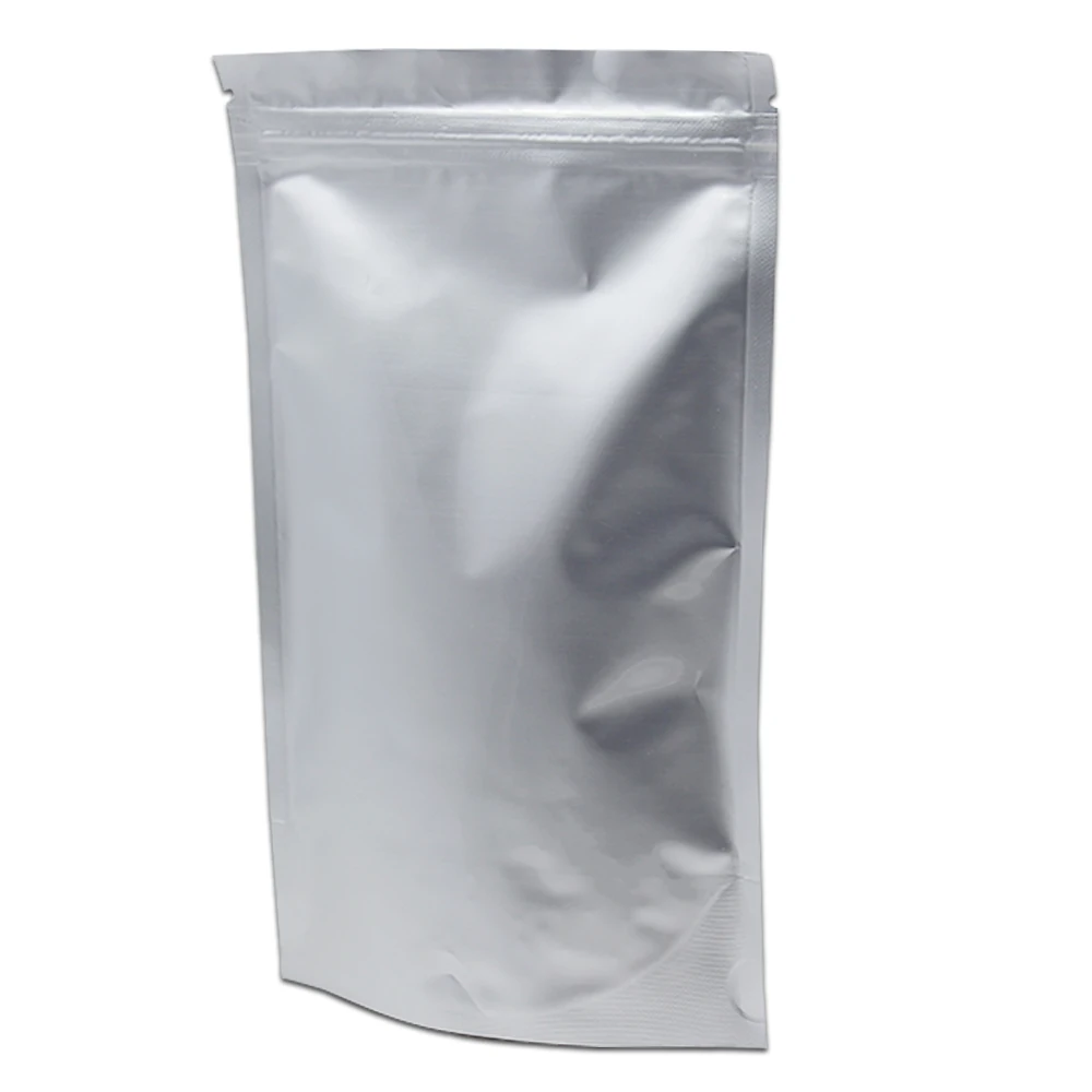 Pacote com 100 unidades de sacos de alumínio Mylar puro com fecho zip, autovedantes, reutilizáveis e com entalhe para rasgar, ideais para armazenamento de alimentos._voghion.com