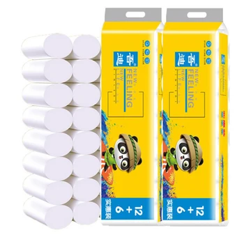 

18Rolls/Lot Fast Shopping Toilet Roll Paper 4 Layers Primary Wood Pulp Home Bath Toilet Roll Paper Toilet Paper Tissue Roll