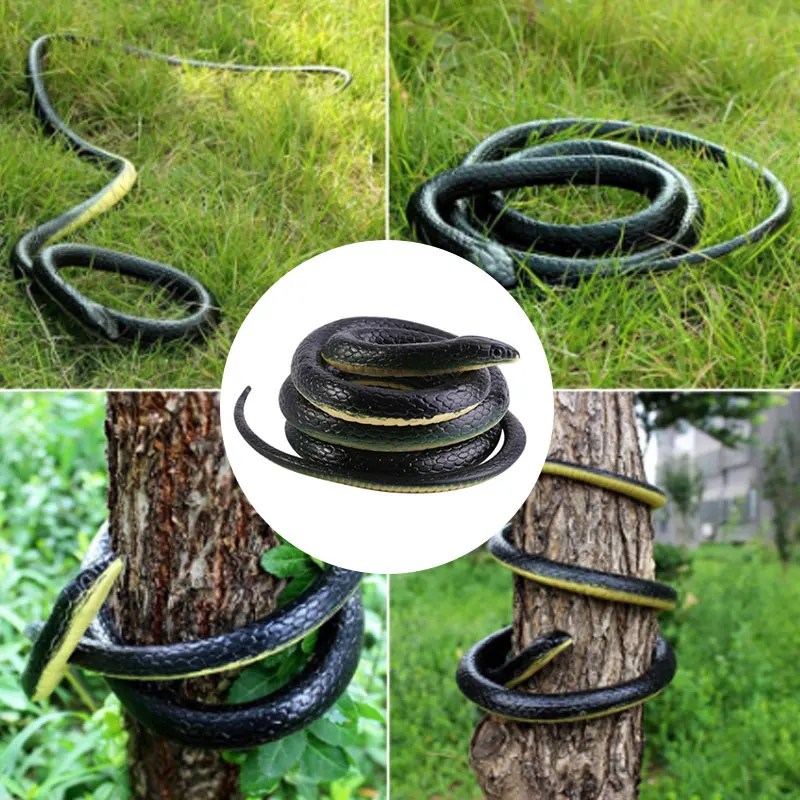 

Tricky Snake Long Realistic Garden Rubber Snake Fake Snakes for Fool's Day Halloween Novelty Toy BJStore