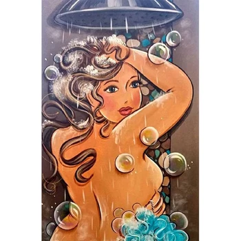 

5D DIY Diamond Painting Fat Ladys Life shower Mosaic Cross Stitch Full Square Drill Diamond embroidery kit Home Decoration Gift